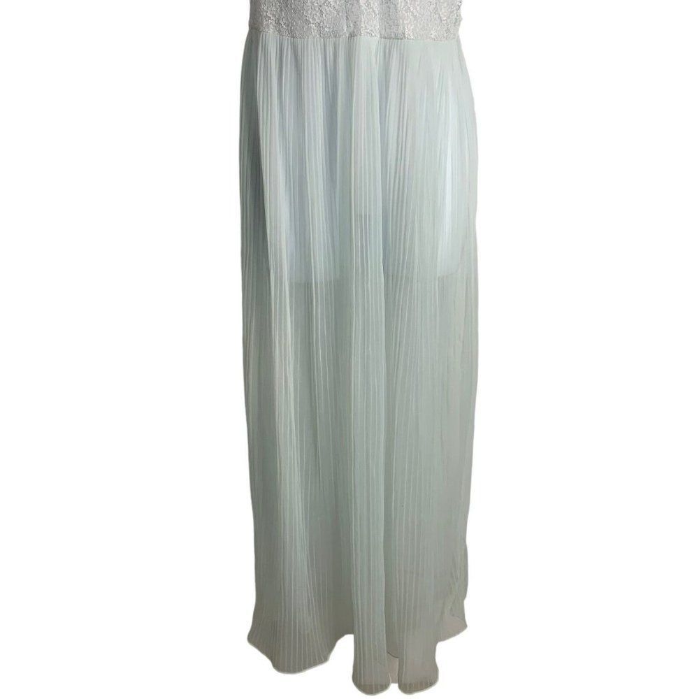 Vintage 50s Sheer Nightgown Lingerie S Light Blue Lace Accordian Pleats Maxi - Picture 3 of 7